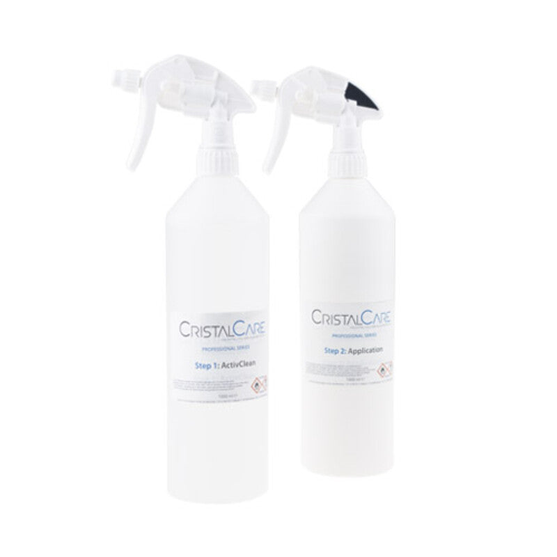 CristalCare two-step glass protection system applied to a shower screen